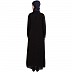 Designer abaya with piping on front-Black-red